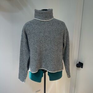 Christian Siriano Black and White Cowl Neck Sweater